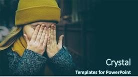  Presentation with teen girl tech - Slide deck consisting of laments - crying teen girl outdoors background and a ocean colored foreground