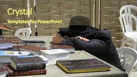  Presentation with sacred western wall - Colorful PPT layouts enhanced with laments - hasidic jew sleeping at table backdrop and a tawny brown colored foreground