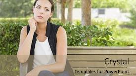  Presentation with melancholy - Amazing slide deck having laments - melancholy young adult woman sitting backdrop and a coral colored foreground