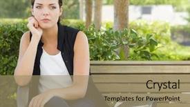  Presentation with melancholy - Slide set featuring laments - melancholy young adult woman sitting background and a coral colored foreground