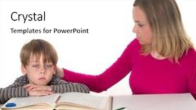  Presentation with mother son flowers - PPT theme with laments - mother calms her son background and a white colored foreground