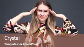  Presentation with sad woman - PPT theme with laments - sad blonde woman isolated background and a coral colored foreground