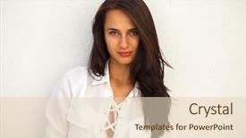  Presentation with sad woman lonely - Cool new PPT theme with laments - sad brunette woman isolated backdrop and a lemonade colored foreground