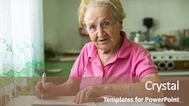  Presentation with utility - Colorful slide deck enhanced with laments - senior woman populates handle her backdrop and a coral colored foreground
