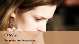  Presentation with woman sad - Audience pleasing slides consisting of laments - thoughtful and sad woman portrait backdrop and a coral colored foreground