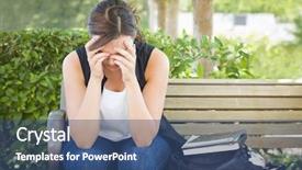  Presentation with alone - Colorful slide set enhanced with laments - upset young woman sitting alone backdrop and a ocean colored foreground