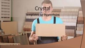  Presentation with hardware - Cool new slide deck with lamined paper - carpenter with piece of carton backdrop and a mint green colored foreground