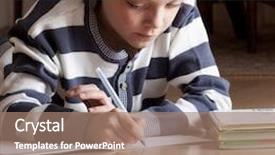  Presentation with extra lessons - PPT theme enhanced with lamined paper - child does lessons lying background and a  colored foreground