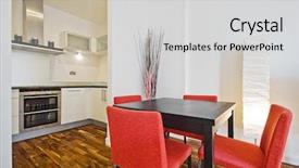  Presentation with dining - Presentation having lamined paper - modern open plan kitchen background and a light gray colored foreground