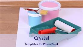  Presentation with paint - Amazing slides having lamined paper - paint on floor in room backdrop and a  colored foreground