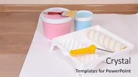  Presentation with paint huffing - Colorful presentation design enhanced with newborn twin babies portrait backdrop and a lemonade colored foreground