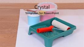  Presentation with paint - PPT theme with lamined paper - paint on floor in room background and a  colored foreground