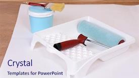  Presentation with painting walls paint roller - Colorful presentation theme enhanced with lamined paper - paint on floor in room backdrop and a  colored foreground