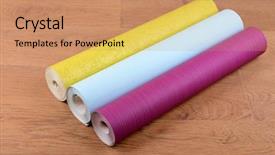  Presentation with floor - Amazing slide set having lamined paper - wallpapers on wooden floor backdrop and a  colored foreground