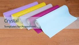  Presentation with floor - Beautiful PPT theme featuring lamined paper - wallpapers on wooden floor backdrop and a  colored foreground