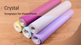  Presentation with floor - Colorful slide set enhanced with lamined paper - wallpapers on wooden floor backdrop and a coral colored foreground