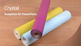  Presentation with floor - Slide set with lamined paper - wallpapers on wooden floor background and a  colored foreground