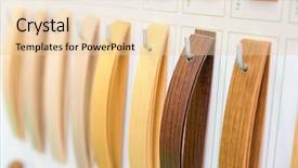  Presentation with close up wooden decking - Presentation theme having veneers - wooden veneer samples palette closeup background and a lemonade colored foreground