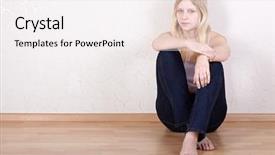  Presentation with floor - Amazing PPT theme having lamined paper - young girl sits backdrop and a sky blue colored foreground