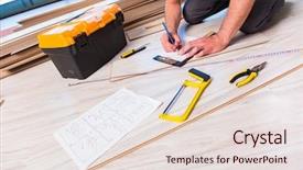  Presentation with flooring - Theme enhanced with laminates - man laying laminate flooring background and a lemonade colored foreground