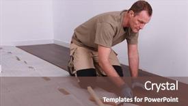  Presentation with flooring - Colorful PPT layouts enhanced with laminates - man laying laminate flooring backdrop and a tawny brown colored foreground