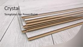  Presentation with stack - Slides enhanced with laminates - stack of laminate planks background and a light gray colored foreground