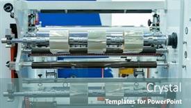  Presentation with film - Presentation design featuring laminating-and-rewinding-kind background and a seafoam green colored foreground