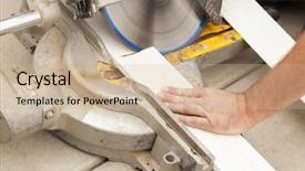  Presentation with contractor - Amazing slide deck having lamination steel - contractor using circular saw cutting backdrop and a soft green colored foreground