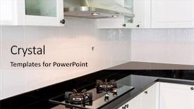  Presentation with clean - Amazing slide deck having lamination steel - modern white clean kitchen interior backdrop and a  colored foreground