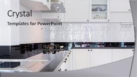  Presentation with clean - Colorful PPT theme enhanced with lamination steel - modern white clean kitchen interior backdrop and a light gray colored foreground