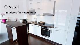  Presentation with interior design of classic white - Presentation consisting of lamination steel - modern white kitchen interior background and a light gray colored foreground