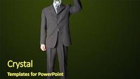  Presentation with head - Audience pleasing PPT theme consisting of full length businessman with lamp backdrop and a  colored foreground