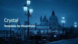  Presentation with church - Colorful presentation theme enhanced with lamp and church santa maria backdrop and a ocean colored foreground