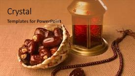  Presentation with ramadan - Amazing presentation theme having lamp and dates still life backdrop and a red colored foreground