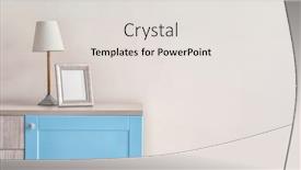  Presentation with cabinet - Colorful slide deck enhanced with lamp-and-empty-frame backdrop and a light gray colored foreground