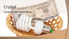  Presentation with energy saving and building - Slide deck with lamp and money in basket background and a lemonade colored foreground