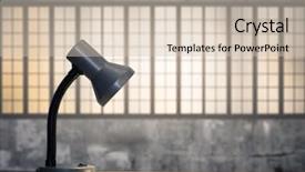  Presentation with notebook - Amazing presentation theme having lamp and notebook on table backdrop and a  colored foreground