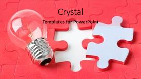  Presentation with red puzzle - Presentation theme featuring lamp and red puzzle - concept background and a coral colored foreground