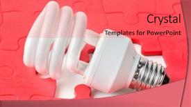  Presentation with red puzzle - Audience pleasing PPT theme consisting of lamp and red puzzle - concept backdrop and a coral colored foreground