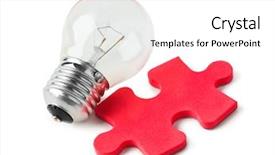  Presentation with red puzzle - PPT layouts having lamp and red puzzle isolated background and a white colored foreground