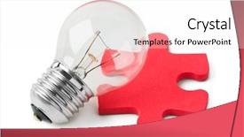  Presentation with red puzzle - PPT theme consisting of lamp and red puzzle isolated background and a white colored foreground