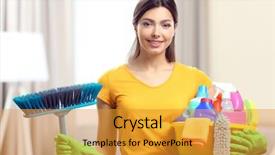  Presentation with cleaning - Amazing presentation theme having lamp basket - beautiful woman with basin backdrop and a gold colored foreground