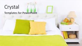  Presentation with soft drink mango - Presentation enhanced with lamp basket - comfortable soft bed in room background and a sky blue colored foreground