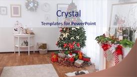  Presentation with interior decorating home - PPT layouts consisting of lamp basket - interior of beautiful living room background and a sky blue colored foreground