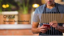  Presentation with college coffee shop - Amazing theme having lamp basket - male waiter taking order backdrop and a  colored foreground