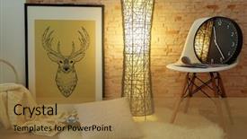  Presentation with living room - PPT theme enhanced with lamp basket - modern living room interior background and a coral colored foreground