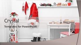  Presentation with white house roof - Beautiful slide set featuring lamp basket - santa costume hanging in white backdrop and a lemonade colored foreground