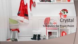  Presentation with costume - Slide set consisting of lamp basket - santa costume hanging in white background and a soft green colored foreground