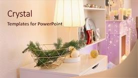  Presentation with chest - Audience pleasing PPT theme consisting of lamp basket - trendy christmas interior decorations backdrop and a lemonade colored foreground