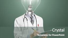  Presentation with descriptive writing - Audience pleasing theme consisting of lamp head doctor writing something backdrop and a gray colored foreground